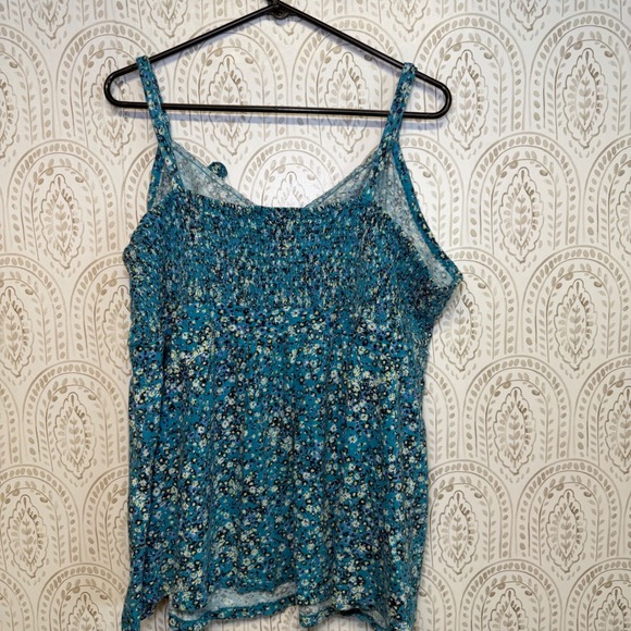 Torrid Women Blue Floral Ruffle Smocked Babydoll Cami Tank Top Plus Size 5 5X - Picture 2 of 10